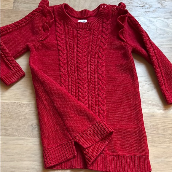 Baby Gap Red Cable Knit Sweater Dress - Size 12-18 months - Picture 4 of 6